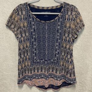Lucky Brand Boho Geometric Tribal Print Scoop Neck Tunic Top 2024 Cotton Modal